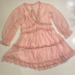 Deep V Neck Ruffle Long Sleeve Floral Print Mini Dress